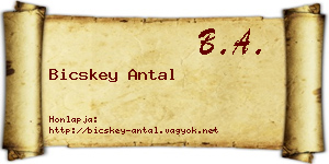 Bicskey Antal névjegykártya